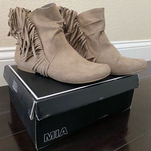 MIA Suede Fringe Booties